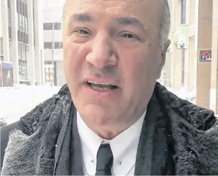  ?? POSTMEDIA ?? Kevin O’leary speaks about visiting Ottawa in this image taken from video posted to his Facebook page.