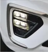  ??  ?? Left, below: LED fog lamps on the bumpers have crome accents around them