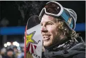  ?? KELSEY BRUNNER — THE ASPEN TIMES VIA AP, FILE ?? Aaron Blunk speaks during an interview at the X Games in Aspen, Colo., Friday. American freestyle skier Aaron Blunck landed on the lip of the halfpipe a year ago while working on a switch double cork 1440.