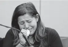  ??  ?? Ingrid Llerena, Roy Oliver’s wife, cries while testifying during the sentencing phase of the fired Balch Springs police officer, convicted in the murder of 15-year-old Jordan Edwards.