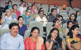  ??  ?? Parents and teachers at the event on Friday.