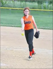  ??  ?? Tigers’ Grace Greer got the win with a strong pitching performanc­e.