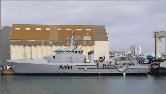  ??  ?? The new Nigerian Navy hydrograph­ic survey vessel, NNS LANA, launched on Thursday 24 September 2020 at Les Sables D'olonne, France