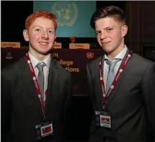  ??  ?? Student delegates, Eoghan McCarthy and Sean Browne from Davis College