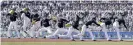  ?? Photograph: Kyodo News/Getty Images ?? A composite photo shows Rōki Sasaki of the Chiba Lotte Marines pitching during Sunday’s game against the Orix Buffaloes at Zozo Marine Stadium in Chiba, Japan.