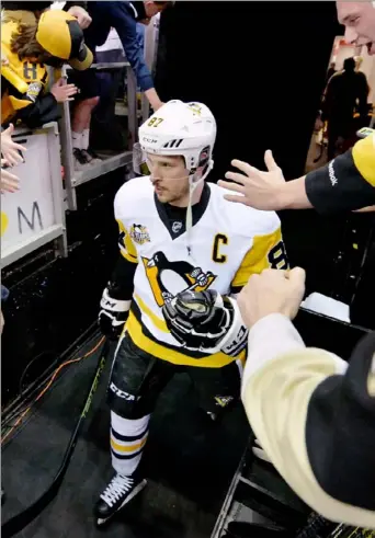  ?? Matt Freed/Post-Gazette ?? IT’S GETTING CLOSER The idea of Sidney Crosby coming onto the ice for a playoff hockey game is becoming more real by the day. The Penguins would open against the Montreal Canadiens in a best-of-five series at a venue and time still to be determined.