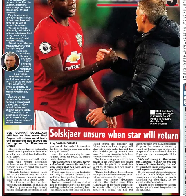  ??  ?? ■
HE’S GUNNAR STAY: Solskjaer is refusing to sell Pogba in January despite his injury troubles