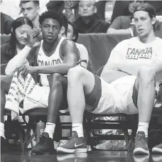  ?? DARRYL DYCK/THE CANADIAN PRESS ?? Canada’s R.J. Barrett, left, and Kelly Olynyk are playing a pair of FIBA World Cup qualifiers in the next few days, one at Toronto’s Ricoh Coliseum Friday and one in Ottawa Monday.