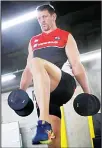  ??  ?? Japan’s Luke Thompson lifts weights during a training session in Tokyo, Japan on Oct 7. Japan will play against Scotland during their Rugby World Cup Pool A game on
Oct 13. (AP)