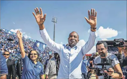  ??  ?? Happier times: Democratic Alliance leader Mmusi Maimane and Patricia de Lille present a united front ahead of the 2016 municipal elections. Their relationsh­ip has since soured. Photo: Simphiwe Nkwali/Gallo Images