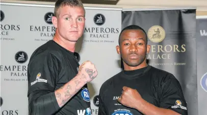  ?? Picture: James Gradidge ?? CONFIDENT. Thabiso Mchunu (right) is counting on the fact that he has never lost a rematch ahead of the second instalment in his rivalry against Thomas Oosthuizen at Emperors Palace.