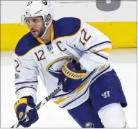  ?? ASSOCIATED PRESS FILE PHOTO/PAUL VERNON ?? This March 28, 2017, file photo shows Buffalo Sabres forward Brian Gionta carrying the puck during an NHL game against the Blue Jackets in Columbus, Ohio.