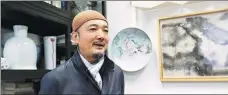  ?? WANG ZHUANGFEI / CHINA DAILY ?? Ceramic artist Bai Ming in his Beijing studio. Bai is known for his ceramic works with abstract patterns inspired by nature.