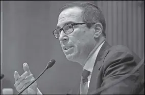  ?? AP PHOTO ?? U.S. Treasury Secretary Steven Mnuchin says his country will not permit Iran’s “increasing­ly brazen abuse of the internatio­nal financial system.”