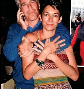  ?? ?? SO CLOSE: Ghislaine Maxwell with her millionair­e ex-boyfriend Jeffrey Epstein