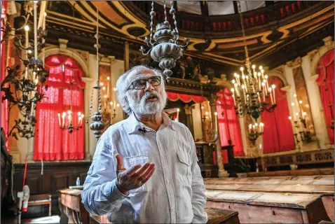  ?? (AP/Chris Warde-Jones) ?? Dario Calimani, the president of the Jewish Community of Venice, speaks June 1 inside the Spanish Schola Synagogue in Venice, Italy.