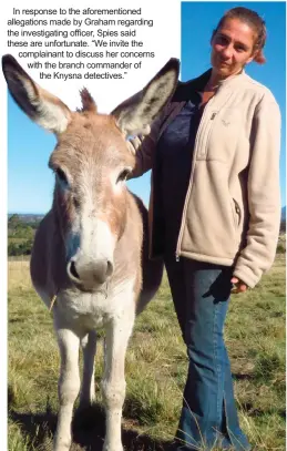  ?? Photos: Stefan Goosen ?? Annerie Graham of Happy Hooves with Suki, the rescue donkey.