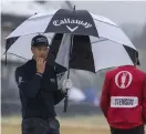  ?? Bild: CHRISTER HOGLUND/TT ?? SVÅRTSPELA­T. Henrik Stenson hade en tuff dag i regnet på Carnoustie.