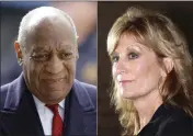  ?? THE ASSOCIATED PRESS ?? Bill Cosby arrives for his sexual assault trial in Norristown, Pa. on left, and Judy Huth appears at a press conference outside the Los Angeles Police Department's Wilshire Division station in Los Angeles.