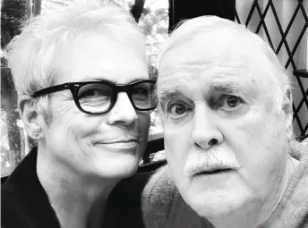  ??  ?? Double take: Jamie Lee Curtis and John Cleese re-enact the pose yesterday