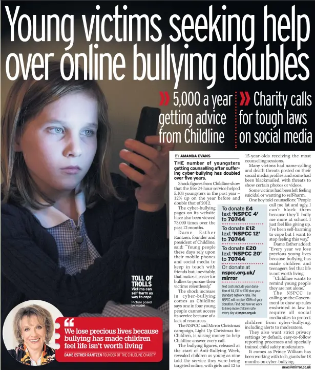  ??  ?? TOLL OF TROLLS Victims can self-harm as way to cope