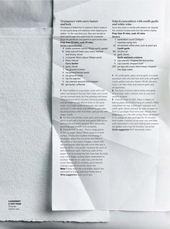  ??  ?? CAMEMBERT & TEXT PAGE All props stylist’s own.