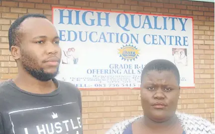  ?? /ANTONIO MUCHAVE ?? Former pupils at Giyani’s High Quality Education Centre Kulani Ngobeni and Pfuxani Shibambo are in limbo as their 2016 matric results werel withheld by the education department.