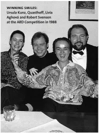  ??  ?? winning smiles:
Ursula Kunz, Quasthoff, Lívia Aghová and Robert Svensen at the ARD Competitio­n in 1988