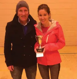  ??  ?? Zola Flynn of Calry AC, was the first female home in Sunday’s Tuam 8k in an impressive time of 31: 58. The Sligo athlete is pictured with her father, Ray, who is a Sligo AC coach.