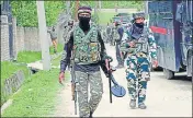  ?? ANI ?? Armymen at the encounter site in Shopian on Tuesday.