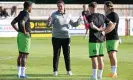  ?? Photograph: Wayne Tuckwell/ProSports/Shuttersto­ck ?? Hannah Dingley talks tactics with some of Forest Green’s players.