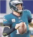  ?? MICHAEL AINSWORTH/AP ?? Carson Wentz and the Eagles face a schedule that will toughen after the Bills game.