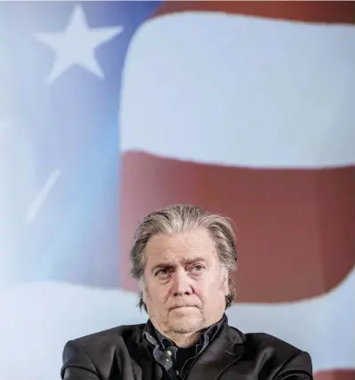  ?? Ansa ?? Presidenti del club In alto, Steve Bannon, ex consiglier­e del presidente Trump; a sinistra, Mischaël Modrikamen