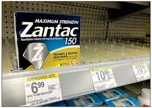  ?? AP ?? Walmart Inc. has suspended the sale of all over-the-counter versions of the gastric-acid blocker ranitidine, the active ingredient in Zantac, over concern that some may contain cancer-causing contaminan­ts.