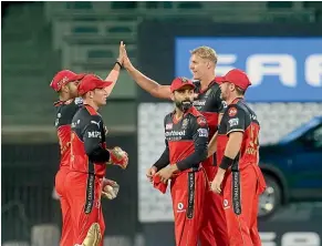  ?? SPORTZPICS ?? Kyle Jamieson celebrates his first wicket for Royal Challenger­s Bangalore.