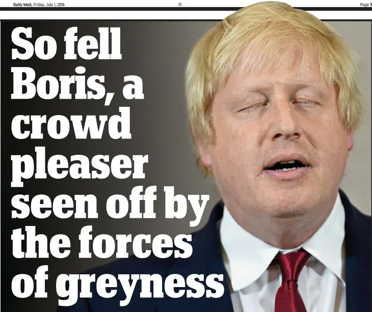  ??  ?? High drama: Mr Johnson announces he will not run to be Tory leader