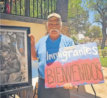  ??  ?? Antonio Carrizales, a Mexican-American from Donna, Texas, participat­es in a protest against President Donald Trump’s “zero tolerance” immigratio­n policy.