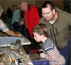  ??  ?? Owen and Adam Byrne from Carricklaw­n at the Wexford Model Railway Club annual Easter exhibition in St Joseph’s Centre.