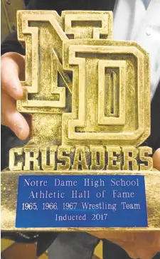  ?? BRUCE FINK/MORNING CALL ?? Notre Dame-GP won three consecutiv­e PCIAA team titles from 1965-67. Those teams were inducted into the school’s hall of fame in 2017.