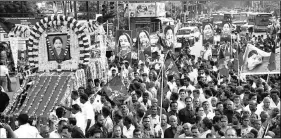  ?? PTI ?? AIADMK takes out a silent rally from Periyar to Mela Vasal to mourn J Jayalalith­aa’s death.