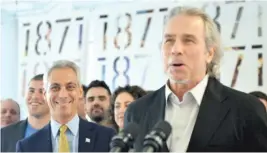  ?? SUN-TIMES FILE PHOTO ?? Howard Tullman (right), founder of the technology incubator 1871, wrote to Mayor Emanuel in August with an idea to help City Hall change the subject from the media’s laser-like focus on Chicago violence.