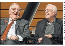  ?? Anthony Souffle The Associated Press ?? Walter Mondale, left, sits onstage with former President Jimmy Carter during a celebratio­n of Mondale’s 90th birthday in January 2018 at the University of Minnesota. Mondale died Monday; he was 93.