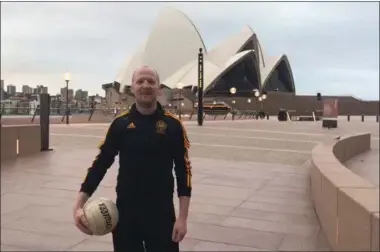  ??  ?? Kevin Carden pictured in front of Sydney Opera House after completing his half hour slot in Sydney.