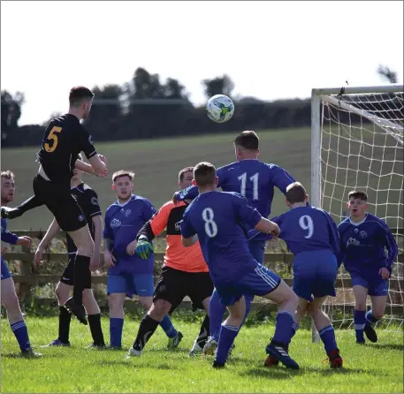  ??  ?? P eter Kennedy of Avonmore ‘B’ heads towards goal during the Division 3 match against Aughrim Rangers.