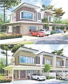  ??  ?? The combinatio­n of photos shows design of the double-storey semi-detached units and the double-storey terraced units at Brilliante Park.