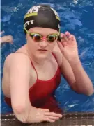  ?? Submitted photo ?? Lake Hamilton’s Aubrey Schmitt swims at the USA-2023 Arkansas 14 and Under Group Championsh­ips.