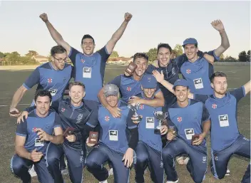  ??  ?? Bourne CC celebrate their 2018 Jaidka Cup Final success.