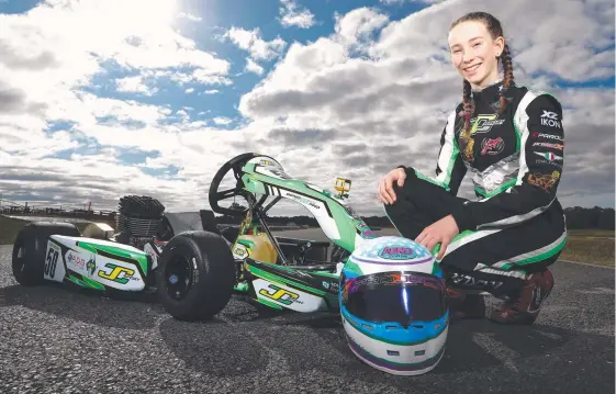  ?? Picture: JASON O'BRIEN ?? Gold Coast karting talent Alice Buckley, pictured at Pimpama, will join the FIA Girls on Track Rising Stars program.