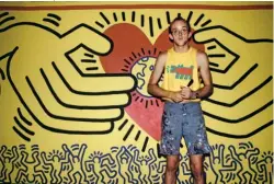  ??  ?? WALL OF FAME: Haring slipped into the Grace House building late one night and painted his stairwell mural in less than an hour.