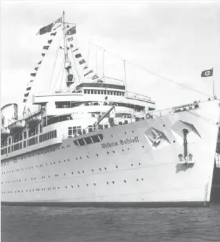  ??  ?? The MV Wilhelm Gustloff, launched in 1937 as a passenger liner in Germany, sank after being torpedoed by a Russian submarine on Jan. 30, 1945, killing an estimated 9,300 people.